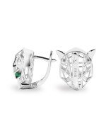 Серьги из белого золота 585 пробы c изумрудом