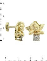 Серьги из лимонного золота 585 пробы c бриллиантами