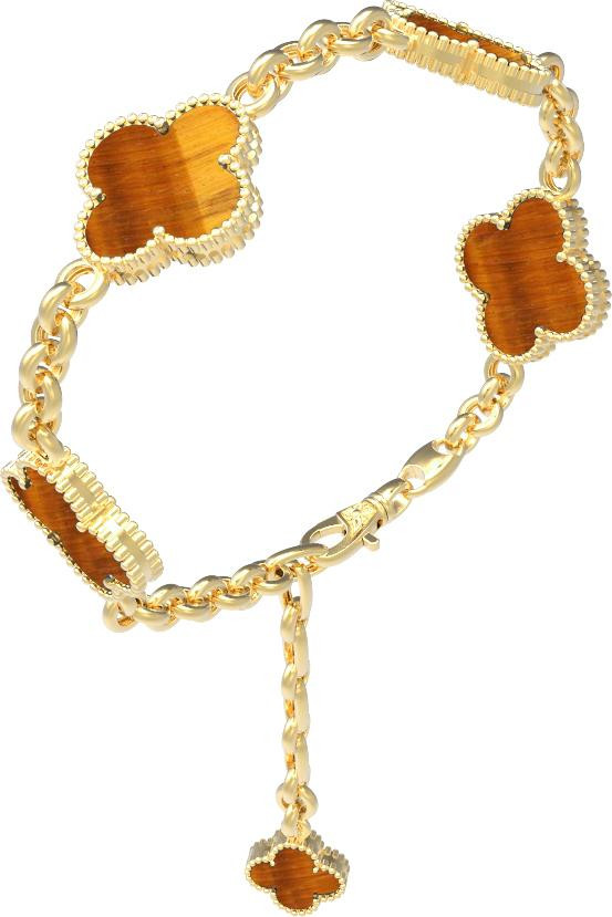 Браслет из лимонного золота c тигровым глазом