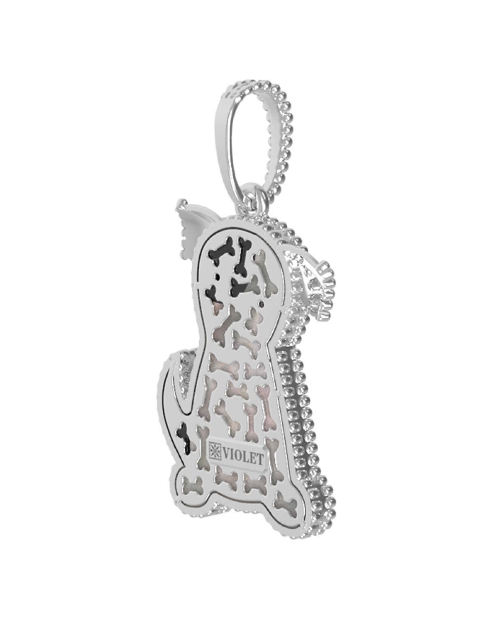 Подвеска из белого золота 585 пробы c эмалью, ониксом и перламутром