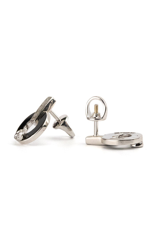 Серьги из белого золота c бриллиантами и ониксом