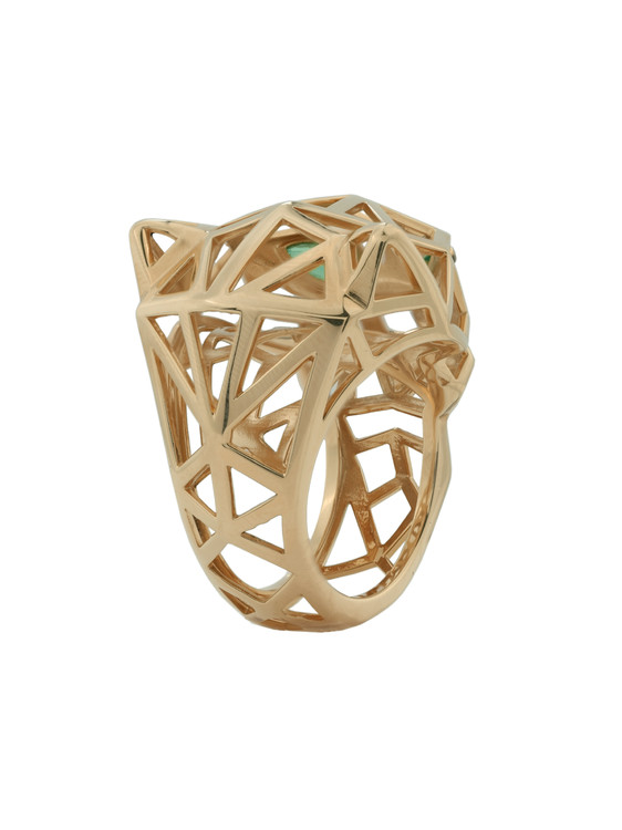 Кольцо из золота c изумрудом и ониксом