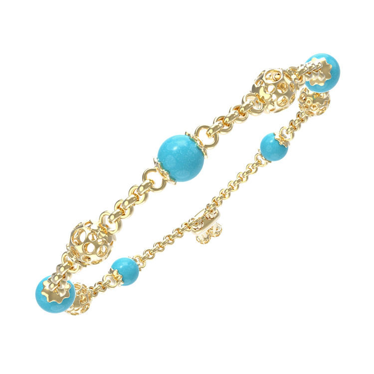 Браслет из лимонного золота c бирюзой