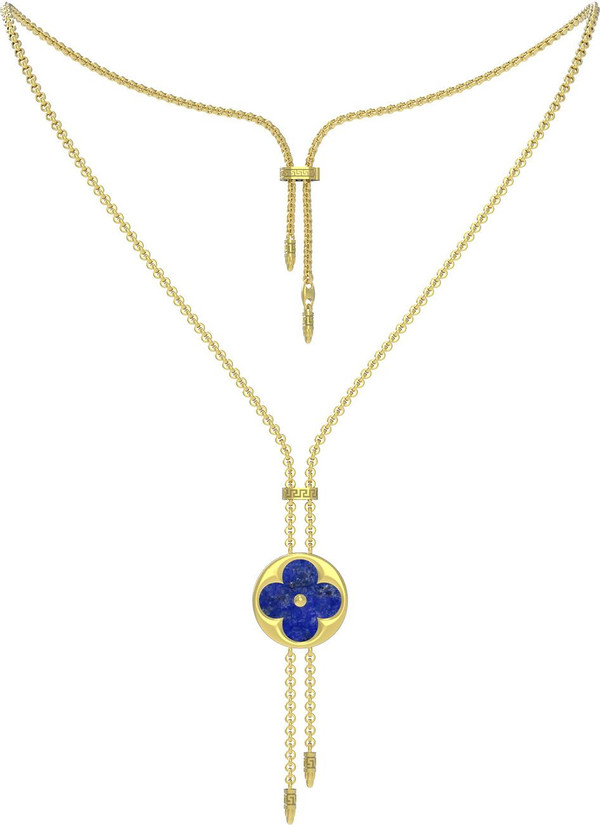 Колье из лимонного золота c лазуритом и перламутром