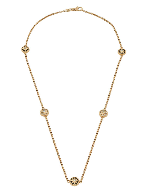 Колье из золота c бриллиантами, ониксом и перламутром