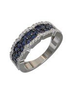 Кольцо из белого золота 585 пробы c бриллиантами и сапфиром