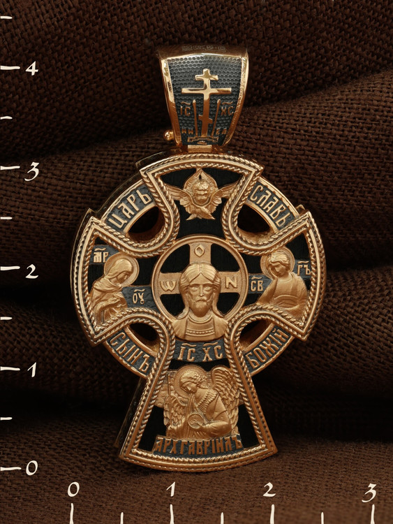 Крест из золота c эбеновым деревом