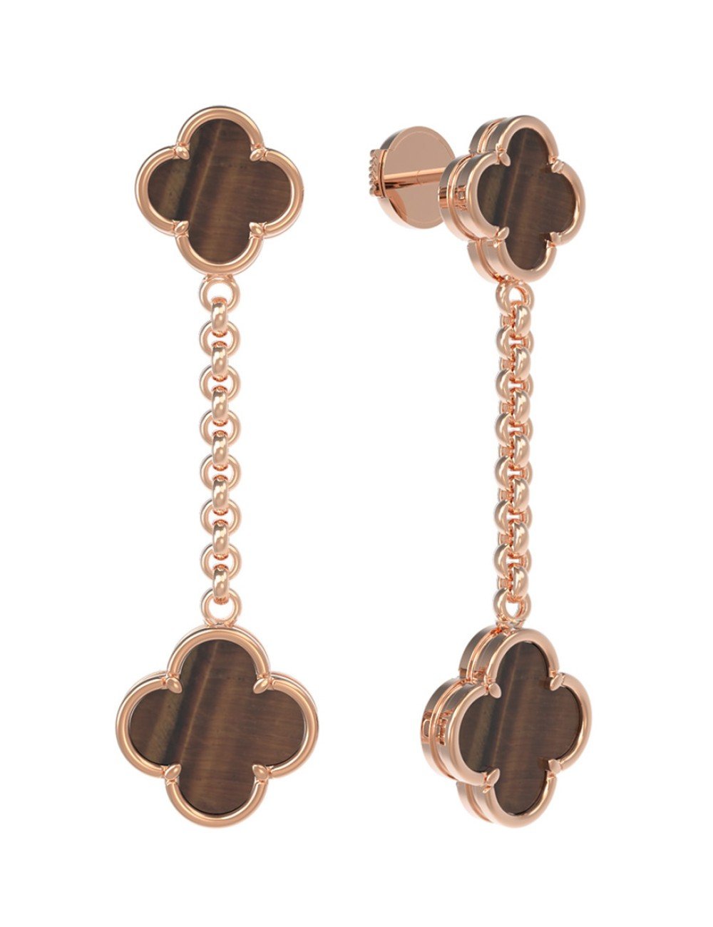 Серьги из золота 585 пробы c тигровым глазом