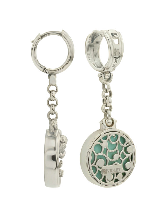 Серьги из белого золота c бирюзой и перламутром