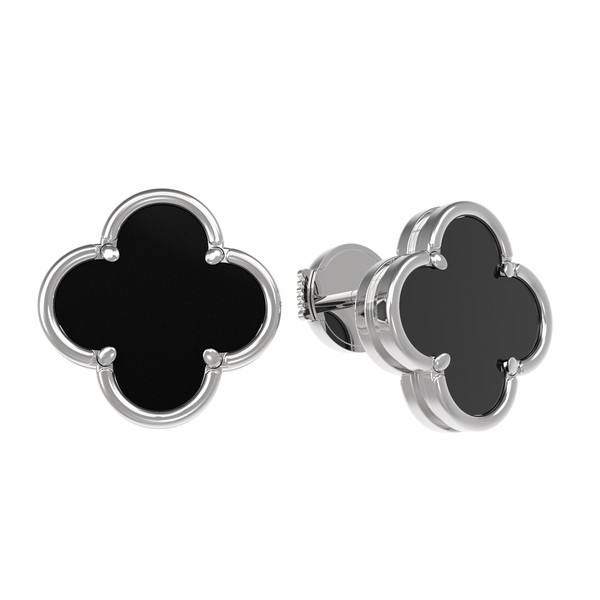 Серьги из белого золота c ониксом