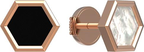 Серьги из золота c ониксом и перламутром