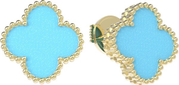 Серьги из лимонного золота 585 пробы c бирюзой