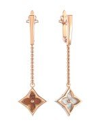 Серьги из золота 585 пробы c тигровым глазом и перламутром