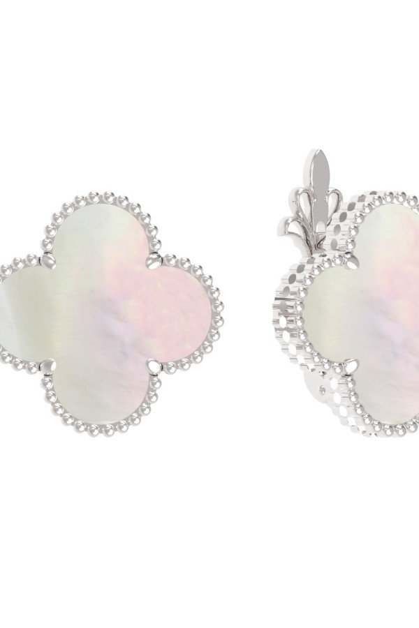 Серьги из белого золота c перламутром