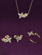 Серьги из лимонного золота 585 пробы c бриллиантами