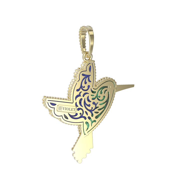 Подвеска из лимонного золота c эмаль , лазуритом и малахитом