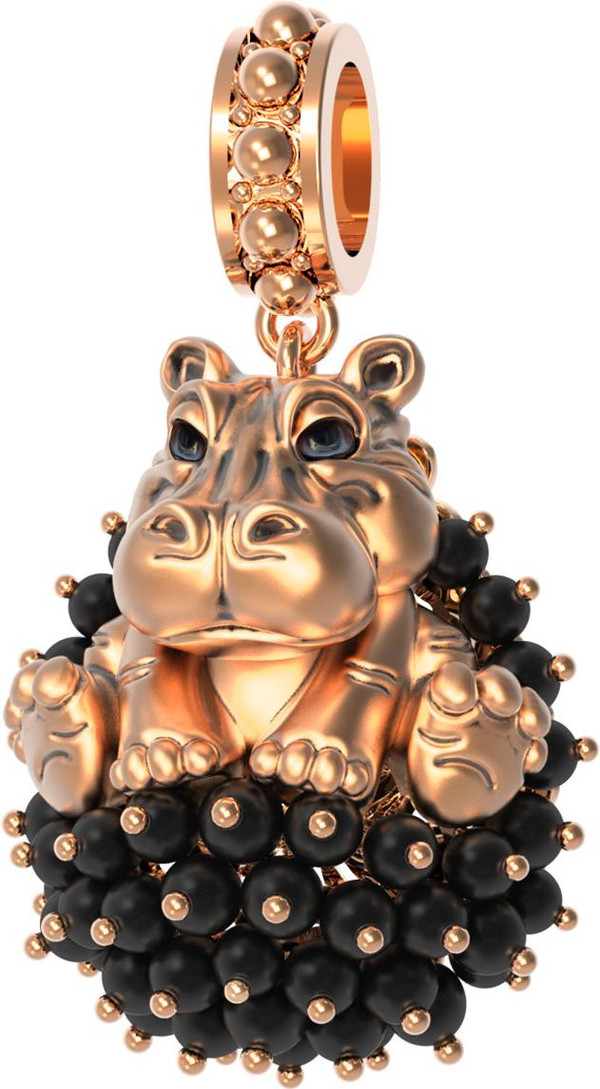 Подвеска из золота c эмаль и ониксом