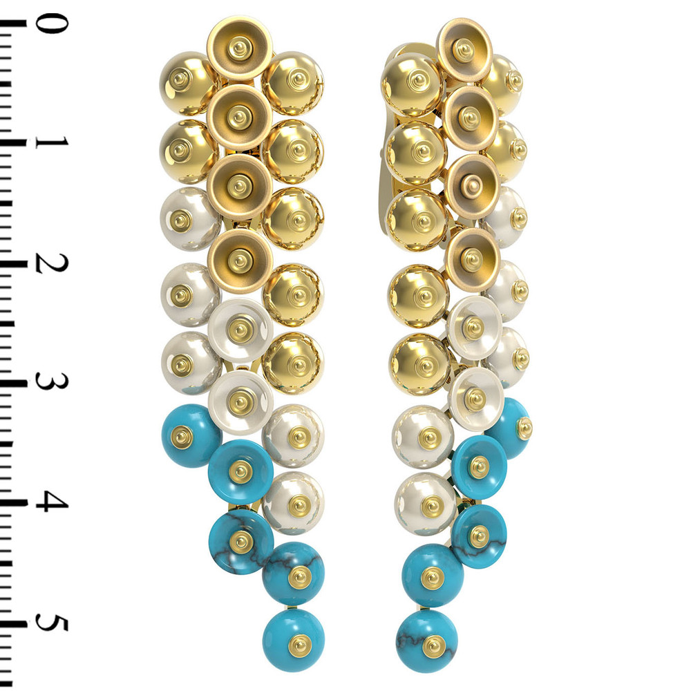 Серьги из лимонного золота c бирюзой и перламутром