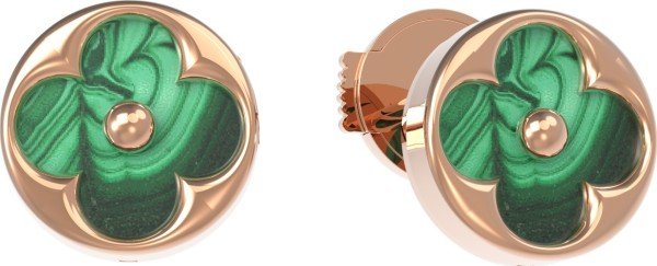 Серьги из золота 585 пробы c малахитом
