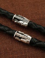Гайтан из серебра 960 пробы c кожаным шнурком