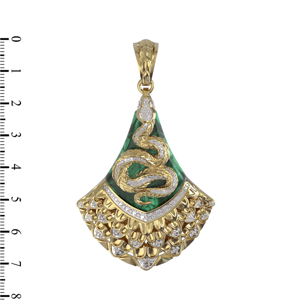 Подвеска из лимонного золота c бриллиантами и малахитом