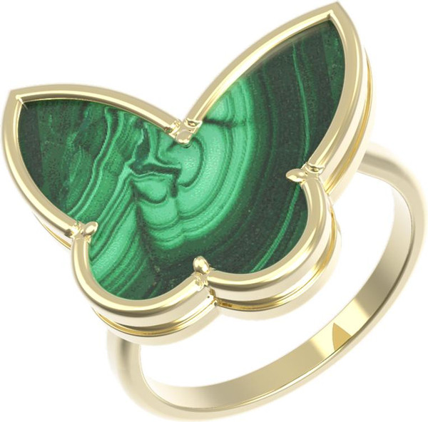 Кольцо из лимонного золота c малахитом