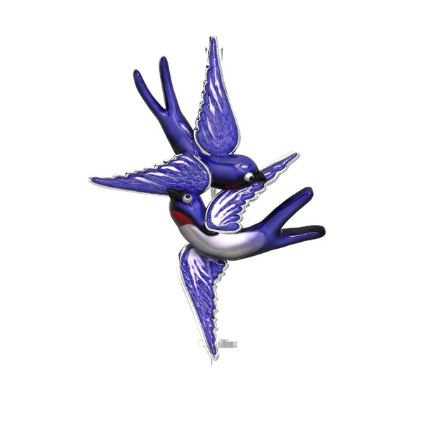 Брошь из белого золота c эмаль