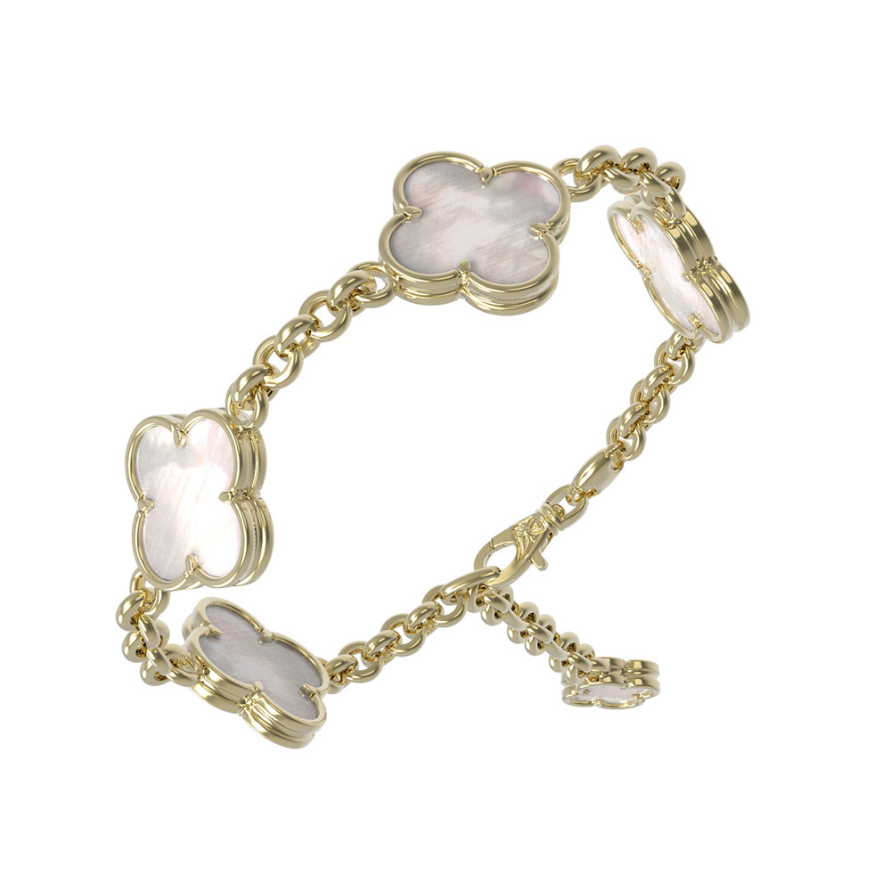 Браслет из лимонного золота c перламутром