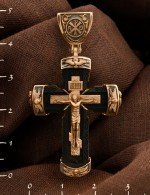 Крест из золота 585 пробы c эбеновым деревом