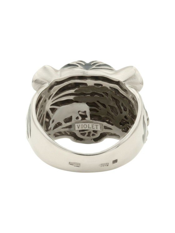 Кольцо из белого золота c эмаль