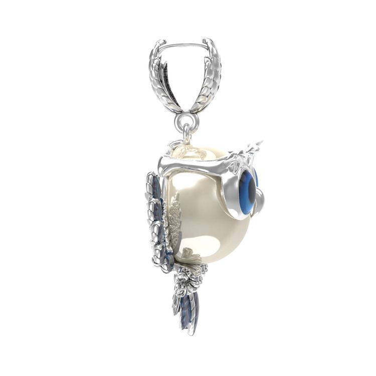 Подвеска из белого золота c эмаль и жемчугом