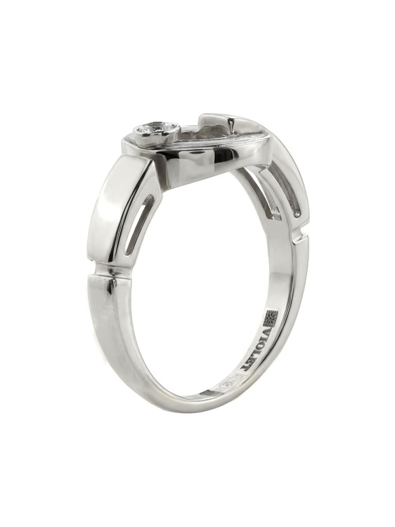 Кольцо из белого золота c бриллиантами и перламутром