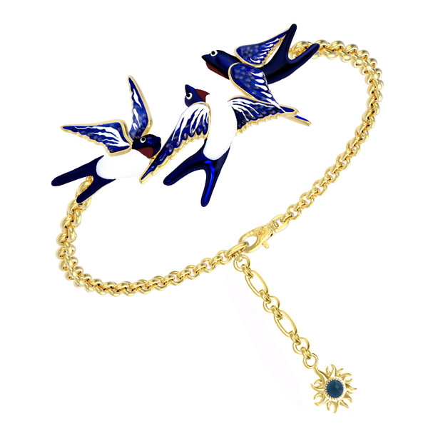 Браслет из лимонного золота c эмаль и топазом London