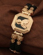 Браслет из золота 585 пробы c шнурком и ониксом