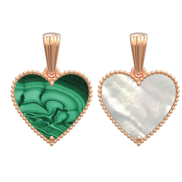 Подвеска из золота c малахитом и перламутром