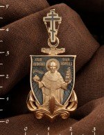 Образок из золота 585 пробы c эмалью