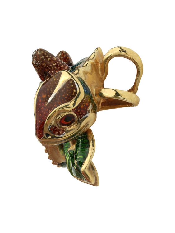 Подвеска из лимонного золота c эмаль и гранатом