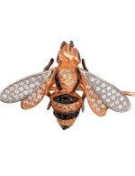 Брошь из золота 585 пробы c эмалью и фианитом