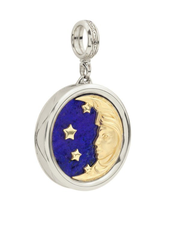 Подвеска из белого золота c бирюзой и лазуритом