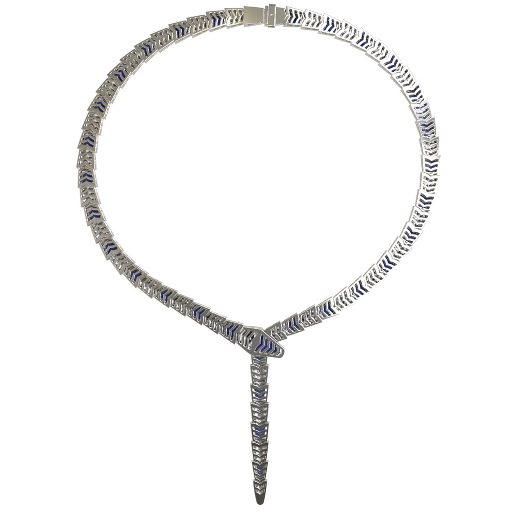 Колье из белого золота c бриллиантами и лазуритом