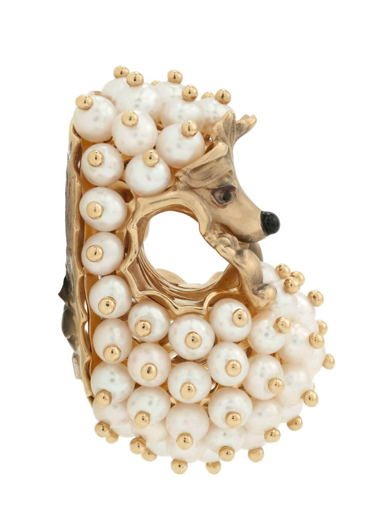 Подвеска из золота c эмаль и жемчугом