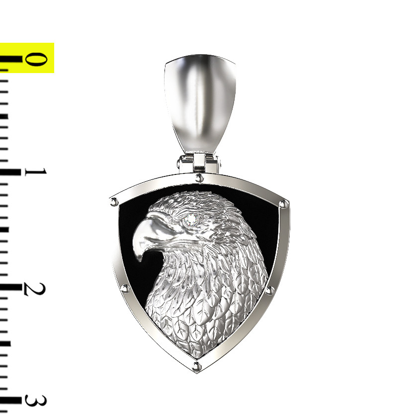 Подвеска из белого золота c бриллиантами и ониксом