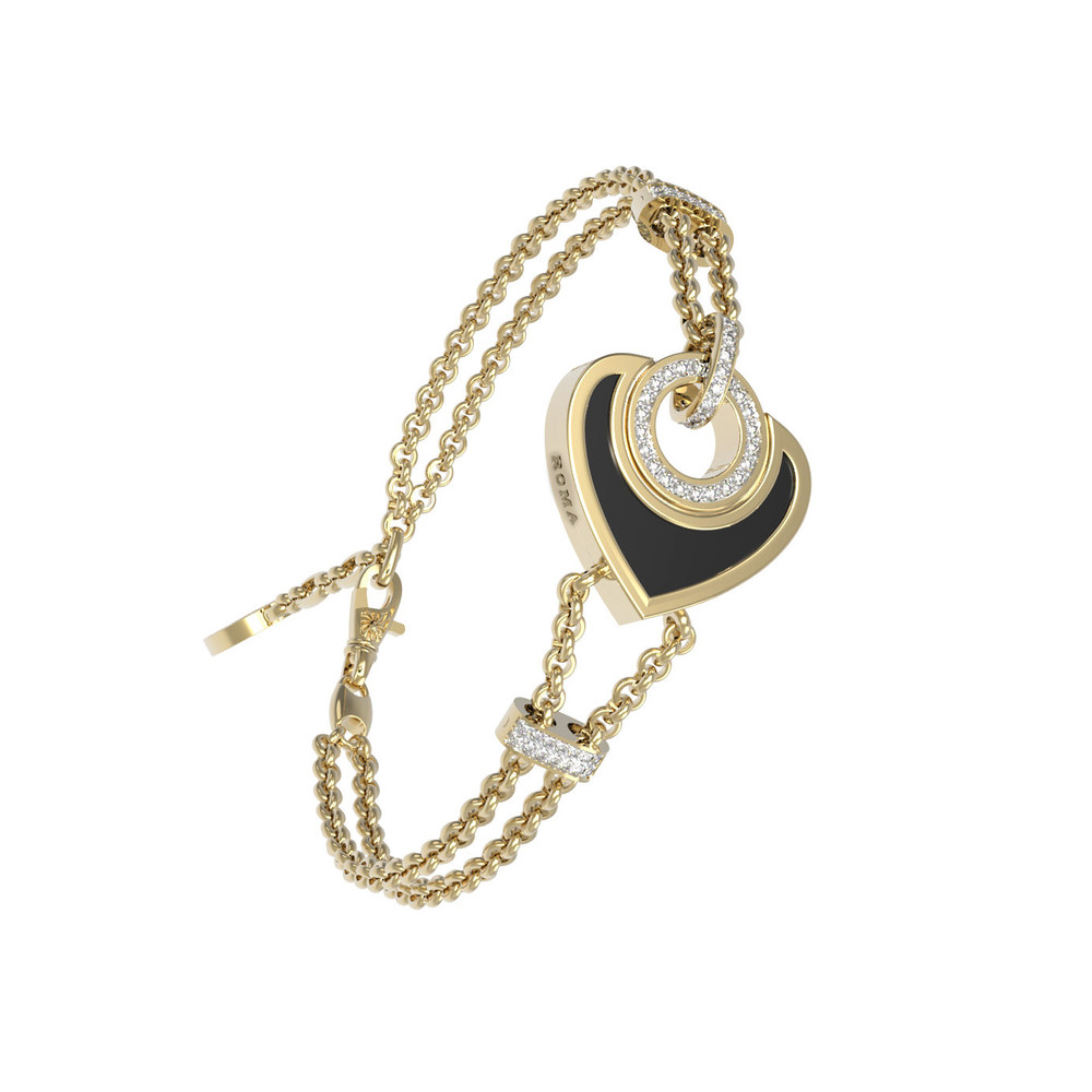 Браслет из лимонного золота c бриллиантами, ониксом и перламутром