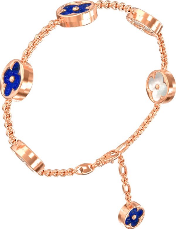 Браслет из золота 585 пробы c лазуритом и перламутром