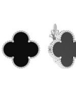 Серьги из белого золота 585 пробы c ониксом