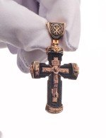 Крест из золота 585 пробы c эбеновым деревом