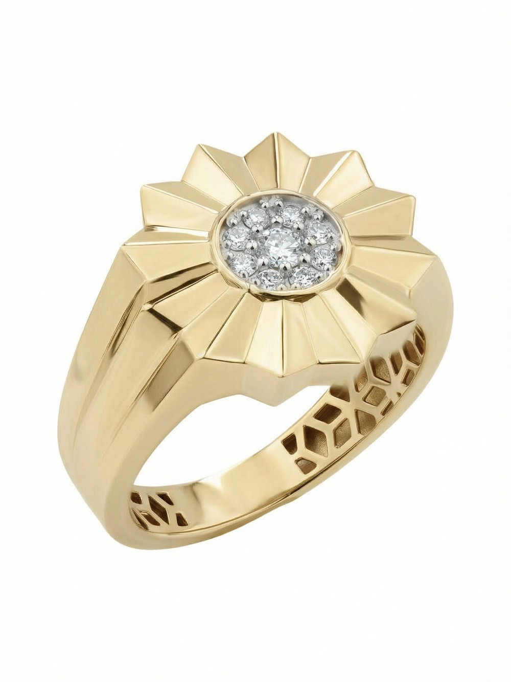 Кольцо из лимонного золота c бриллиантами