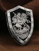 Образок из белого золота 585 пробы c эбеновым деревом