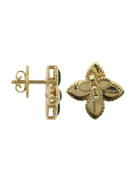 Серьги из лимонного золота c бриллиантами и ониксом