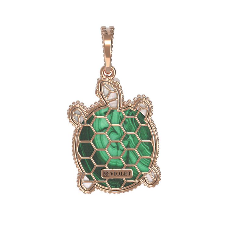 Подвеска из золота c эмаль , малахитом и перламутром